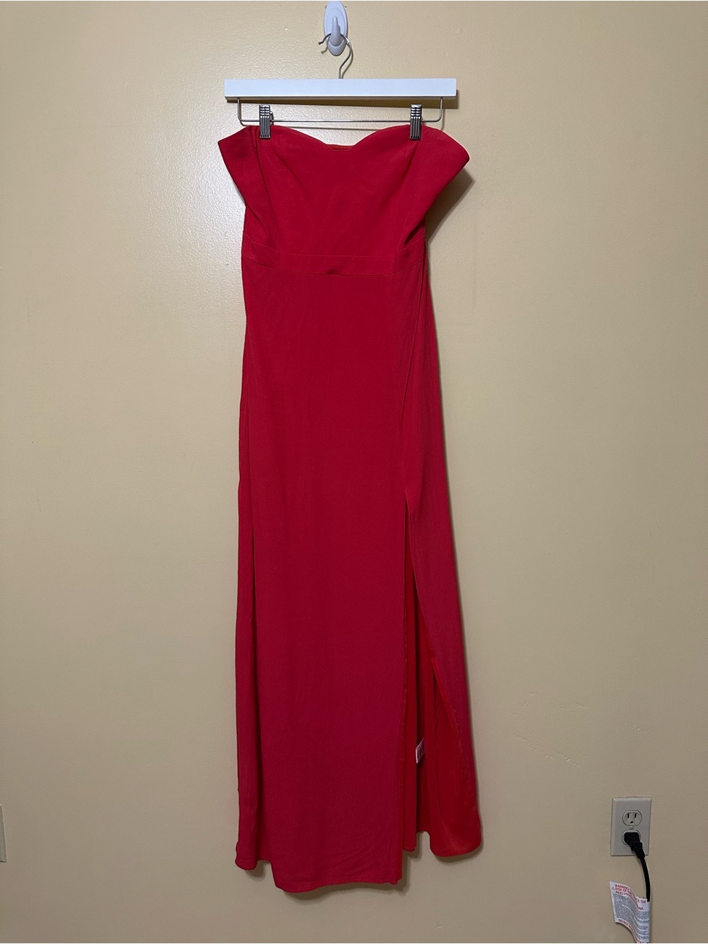 NBD Strapless High Slit Sweetheart Maxi Dress Women M Red